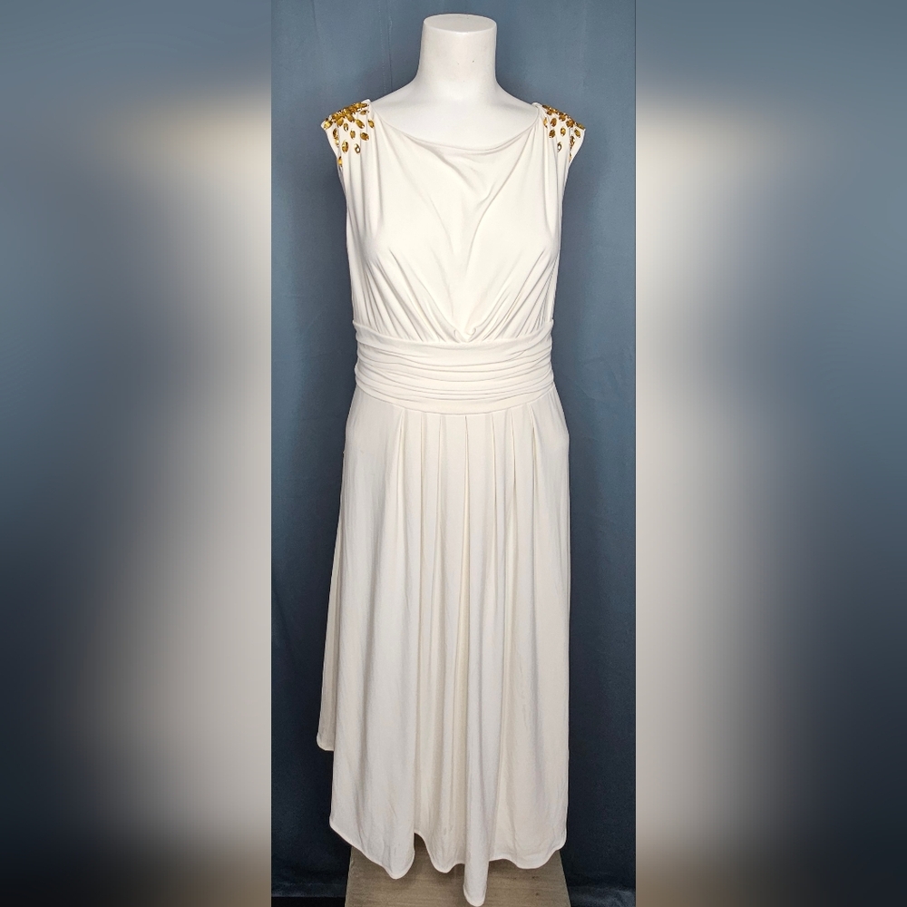 Eliza J‎ Embellished Cream/White Formal Wedding Guest Dress Nordstrom Size14